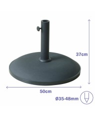 Marbueno Base Ombrellone Rotonda Cemento 50x37 cm 25KG Nero Giardino, Piscina, Terrazza