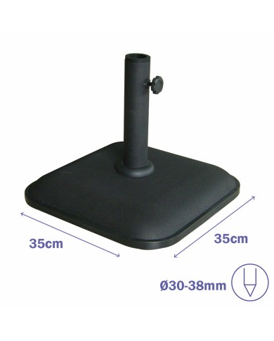 Marbueno Base Ombrellone Quadrato Cemento 35X35X5,2 cm 11KG Nero Giardino, Piscina 10455