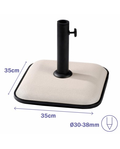 Marbueno Base Ombrellone Quadrato Cemento 35X35X5,2 cm 11KG Bianco Giardino 10457