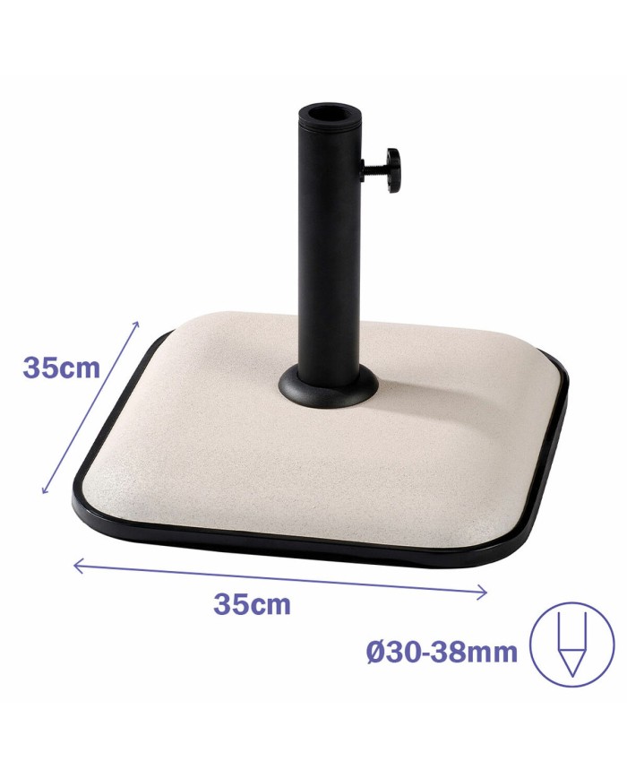 Marbueno Base Ombrellone Quadrato Cemento 35X35X5,2 cm 11KG Bianco Giardino 10457