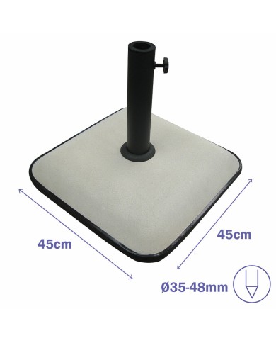 Marbueno Base Ombrellone Quadrata Cemento 45X45X7,3 cm 25KG Bianco Giardino, Piscina 10459