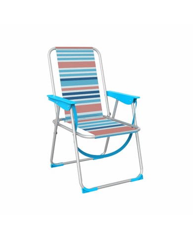Marbueno Sedia Pieghevole Alluminio Strisce Arancioni e Blu Spiaggia e Piscina 53X56X78 cm Marbueno Sedia Pieghevole Alluminio Strisce Arancioni e Blu Spiaggia e Piscina 53X56X78 cm