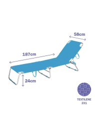 Marbueno Tumbona Pieghevole Alluminio Blu Spiaggia Piscina 187X58X24 cm 10460 Marbueno Tumbona Pieghevole Alluminio Blu Spiaggia Piscina 187X58X24 cm 10460