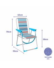 Marbueno Sedia Pieghevole Alluminio Strisce Arancioni e Blu Spiaggia e Piscina 53X56X78 cm