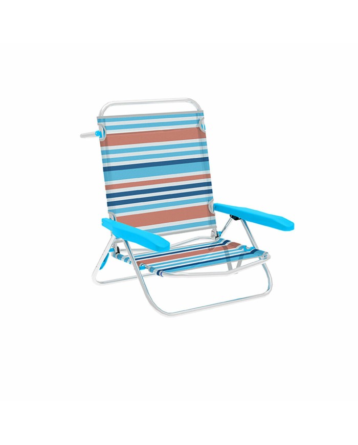 Marbueno Sedia Pieghevole 5 Posizioni Alluminio Strisce Arancioni e Blu 63X76X78 cm
