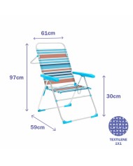 Marbueno Sedia Pieghevole 5 Posizioni Alluminio Strisce Arancioni e Blu 59X61X97 cm Marbueno Sedia Pieghevole 5 Posizioni Alluminio Strisce Arancioni e Blu 59X61X97 cm