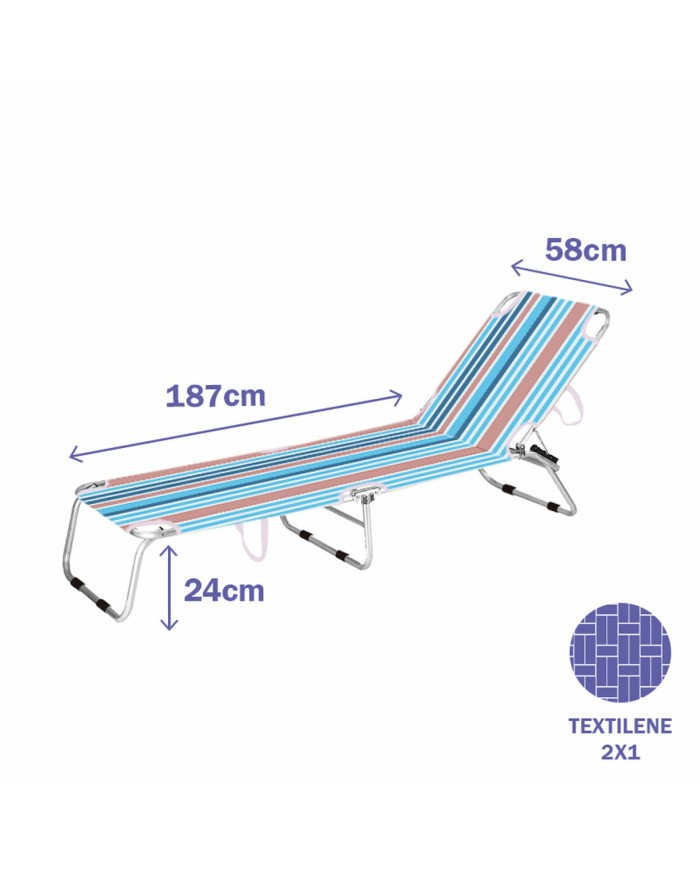 Marbueno Tumbona Plegable Rayas Naranja e Blu 187X58X24 cm 10466 Marbueno Tumbona Plegable Rayas Naranja e Blu 187X58X24 cm 10466