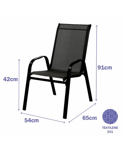 Marbueno Sedia da Giardino Acciaio Nero 91X54X65 cm 10467 Marbueno Sedia da Giardino Acciaio Nero 91X54X65 cm 10467