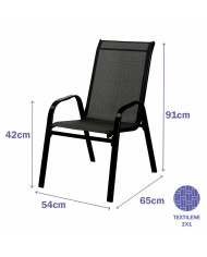 Marbueno Sedia da Giardino Acciaio Nero 91X54X65 cm 10467