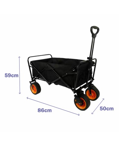 Marbueno Carrello Multiuso Pieghevole Acciaio 200 KG Nero Giardino, Spiaggia 86X50X59 cm Marbueno Carrello Multiuso Pieghevole Acciaio 200 KG Nero Giardino, Spiaggia 86X50X59 cm