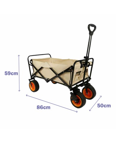 Marbueno Carrello Multiuso Pieghevole Acciaio 200 KG Beige Giardino, Spiaggia 86X50X59 cm Marbueno Carrello Multiuso Pieghevole Acciaio 200 KG Beige Giardino, Spiaggia 86X50X59 cm
