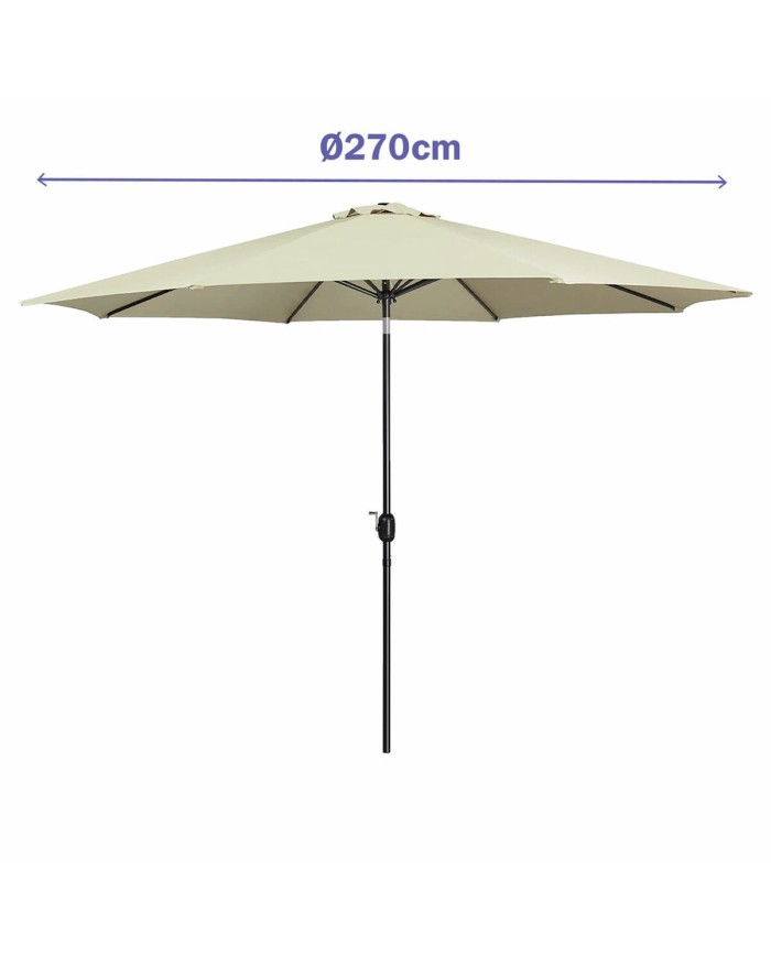 Marbueno Ombrellone Acciaio 8 Stecche D270 cm Poliestere Beige Giardino 10483