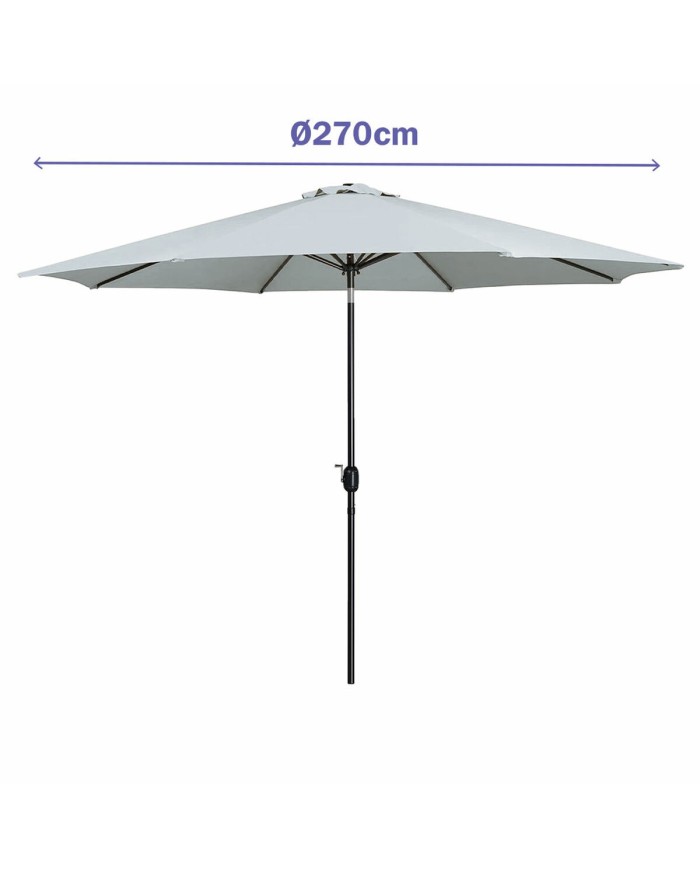 Marbueno Ombrellone Acciaio 8 Stecche D270 cm Poliestere Bianco Giardino Piscina 10484