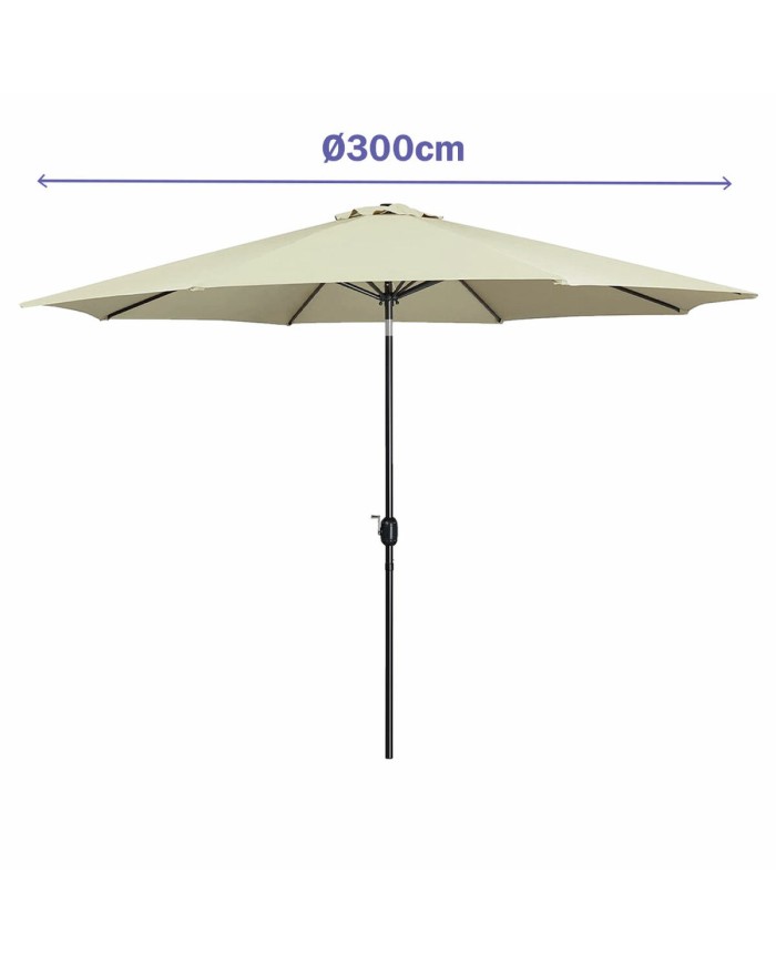 Marbueno Ombrellone Acciaio 8 Stecche D300 cm Poliestere Beige Giardino Piscina 10486