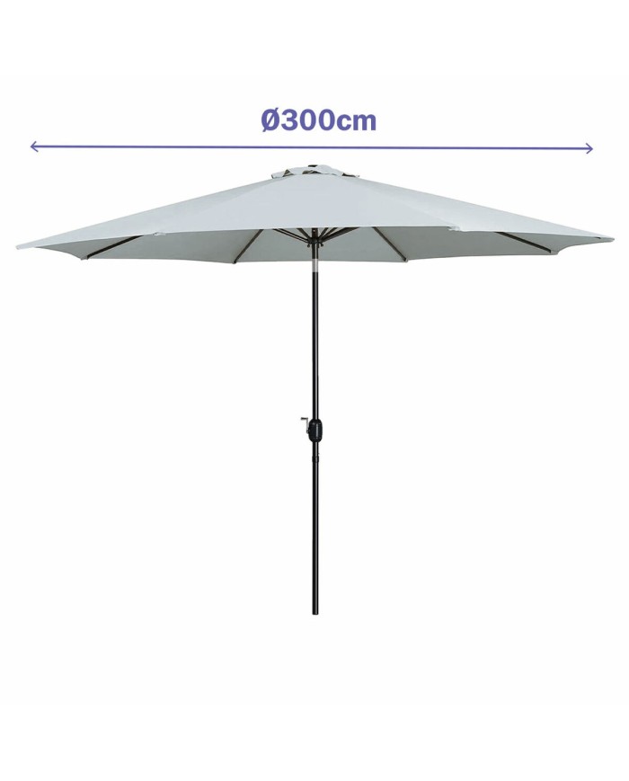 Marbueno Ombrellone Acciaio 8 Stecche D300 cm Poliestere Bianco Giardino Piscina 10487