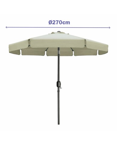 Marbueno Ombrellone Acciaio 8 Stecche D270 cm Poliestere Beige Giardino 10488 Marbueno Ombrellone Acciaio 8 Stecche D270 cm Poliestere Beige Giardino 10488