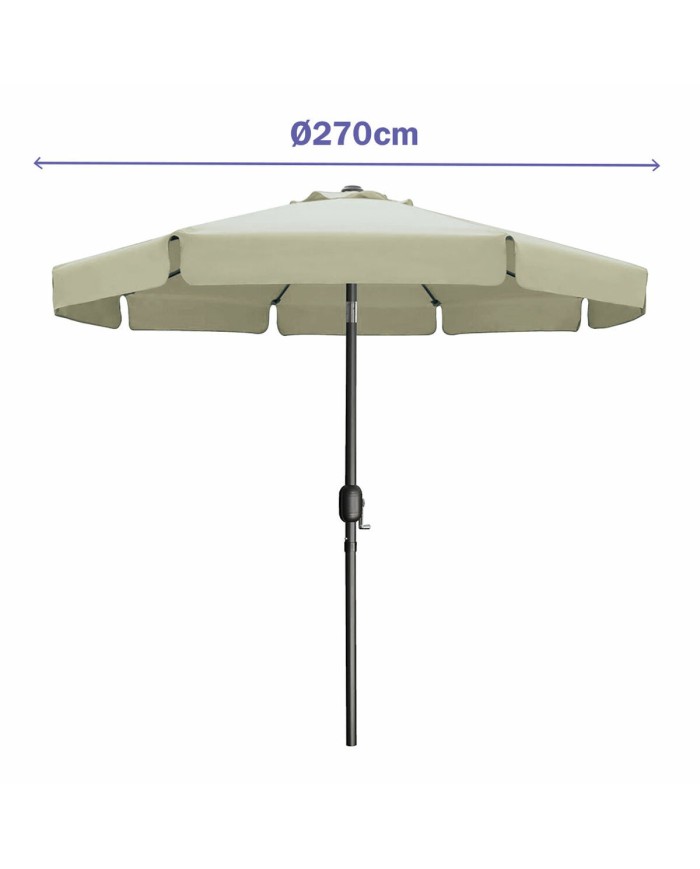 Marbueno Ombrellone Acciaio 8 Stecche D270 cm Poliestere Beige Giardino 10488 Marbueno Ombrellone Acciaio 8 Stecche D270 cm Poliestere Beige Giardino 10488