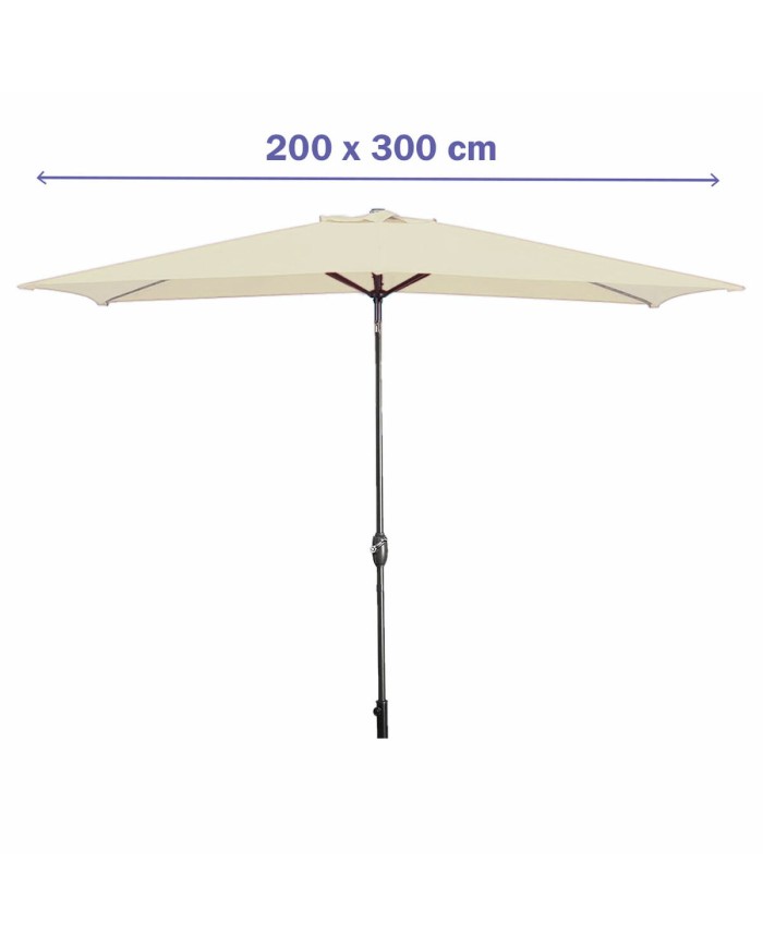 Marbueno Ombrellone Acciaio 8 Stecche 200x300 cm Poliestere Beige Giardino, Piscina