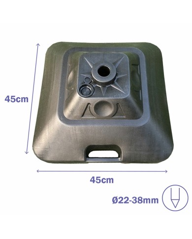 Marbueno Base Ombrellone Quadrato Plastica 45x45x27 cm 30L Nero Giardino, Piscina 10499
