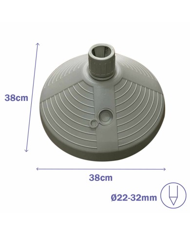 Marbueno Base Ombrellone Rotonda Plastica 38x38x14 cm 10L Bianco Giardino, Piscina 10502