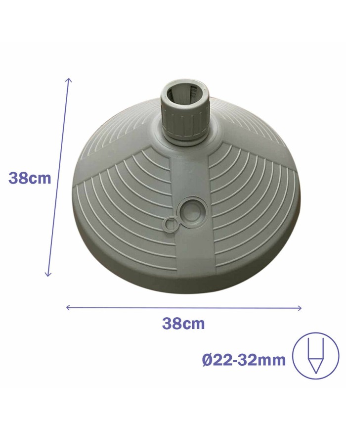 Marbueno Base Ombrellone Rotonda Plastica 38x38x14 cm 10L Bianco Giardino, Piscina 10502