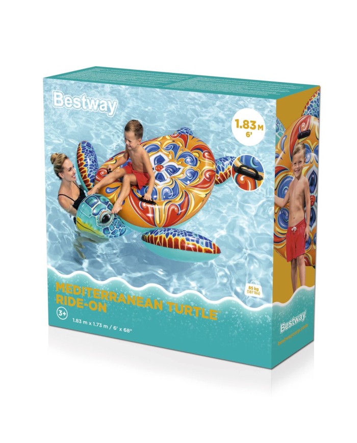 Bestway Figura Gonfiabile Tartaruga Mediterranea 183x173 cm +3 Anni Spiaggia Piscina