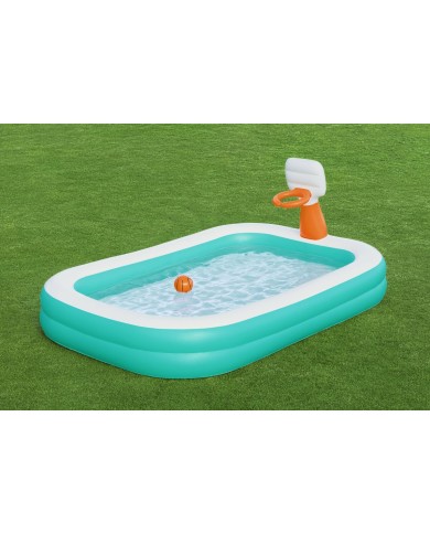 Bestway Piscina Gonfiabile Bambini Basket 251x168x102 cm +3 Anni Giardino 54445