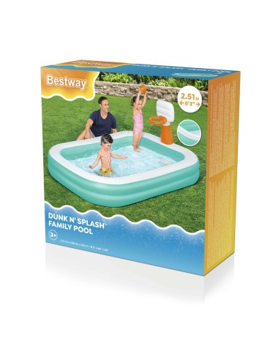 Bestway Piscina Gonfiabile Bambini Basket 251x168x102 cm +3 Anni Giardino 54445