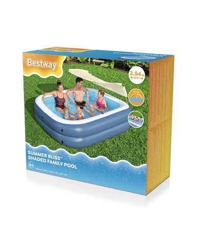 Bestway Piscina Gonfiabile 2 Camere Rettangolare con Tetto 254x178x140 cm +6 Anni 54449