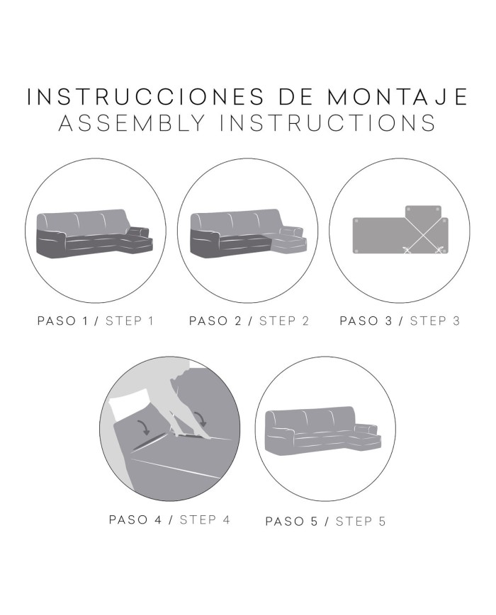 Rivestimento per chaise longue a braccio corto sinistra Eysa ROC Grigio chiaro 120 x 120 x 360 cm Rivestimento per chaise longue a braccio corto sinistra Eysa ROC Grigio chiaro 120 x 120 x 360 cm