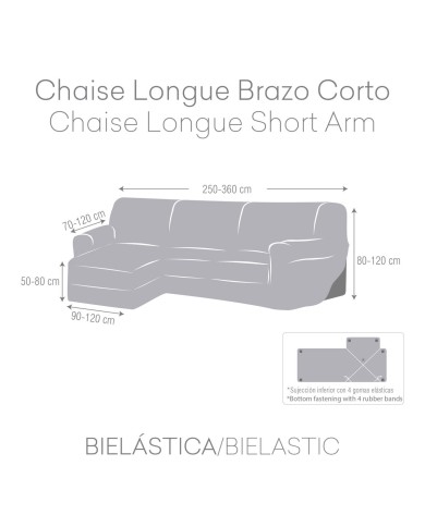 Rivestimento per chaise longue a braccio corto sinistra Eysa ROC Grigio chiaro 120 x 120 x 360 cm