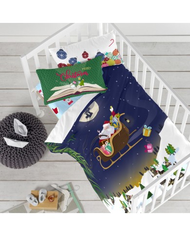 Lenzuolo con angoli HappyFriday XMAS Azzurro Multicolore 60 x 120 x 14 cm Lenzuolo con angoli HappyFriday XMAS Azzurro Multicolore 60 x 120 x 14 cm