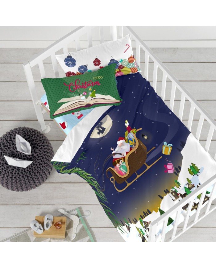 Lenzuolo con angoli HappyFriday XMAS Azzurro Multicolore 60 x 120 x 14 cm Lenzuolo con angoli HappyFriday XMAS Azzurro Multicolore 60 x 120 x 14 cm