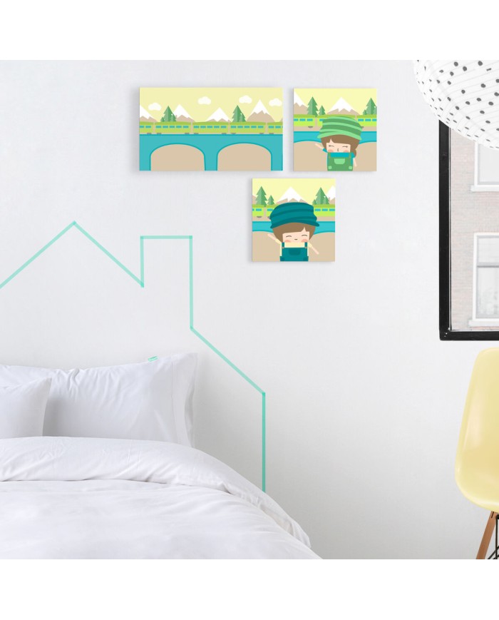 Tela HappyFriday Happynois Train Multicolore 27 x 27 cm Tela HappyFriday Happynois Train Multicolore 27 x 27 cm