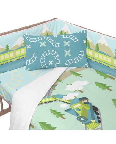 Paracolpi per culla HappyFriday Happynois Train Multicolore 210 x 40 cm Paracolpi per culla HappyFriday Happynois Train Multicolore 210 x 40 cm