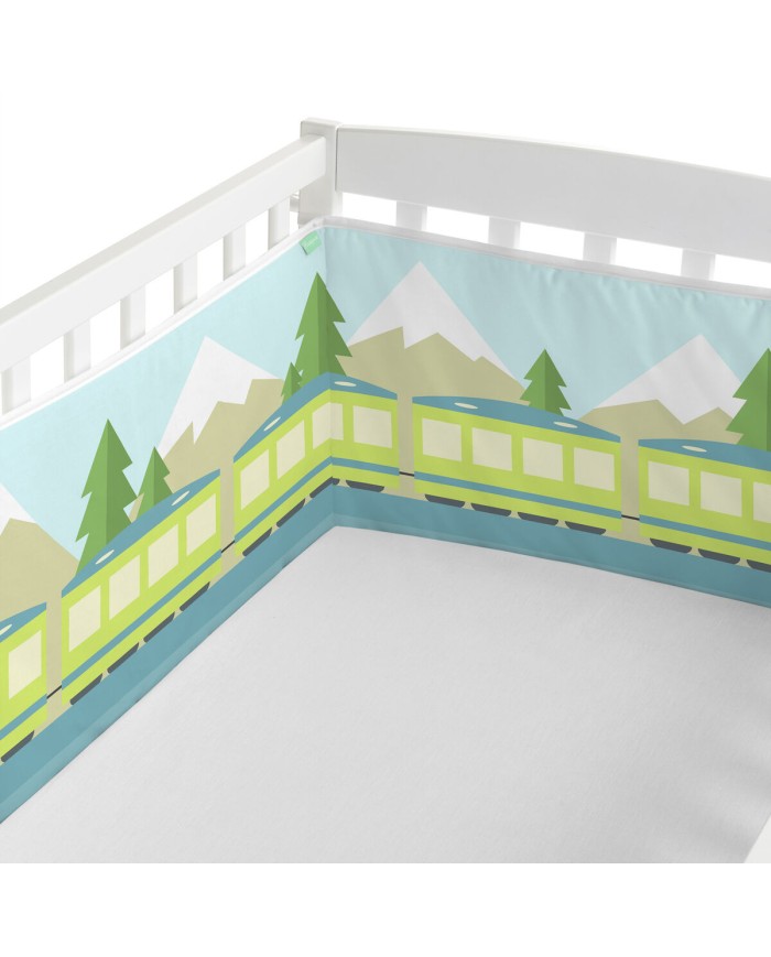 Paracolpi per culla HappyFriday Happynois Train Multicolore 210 x 40 cm Paracolpi per culla HappyFriday Happynois Train Multicolore 210 x 40 cm
