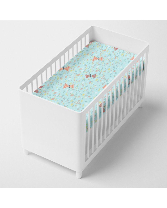 Lenzuolo con angoli HappyFriday MOSHI MOSHI Azzurro Multicolore 60 x 120 x 14 cm Lenzuolo con angoli HappyFriday MOSHI MOSHI Azzurro Multicolore 60 x 120 x 14 cm