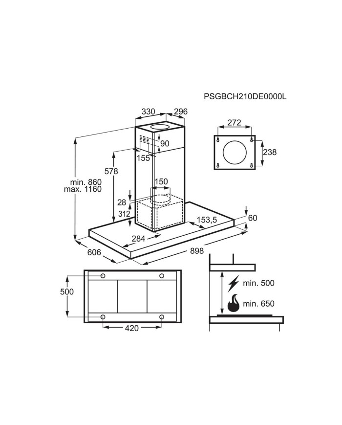 Cappa Classica AEG DIE5961HG Acciaio