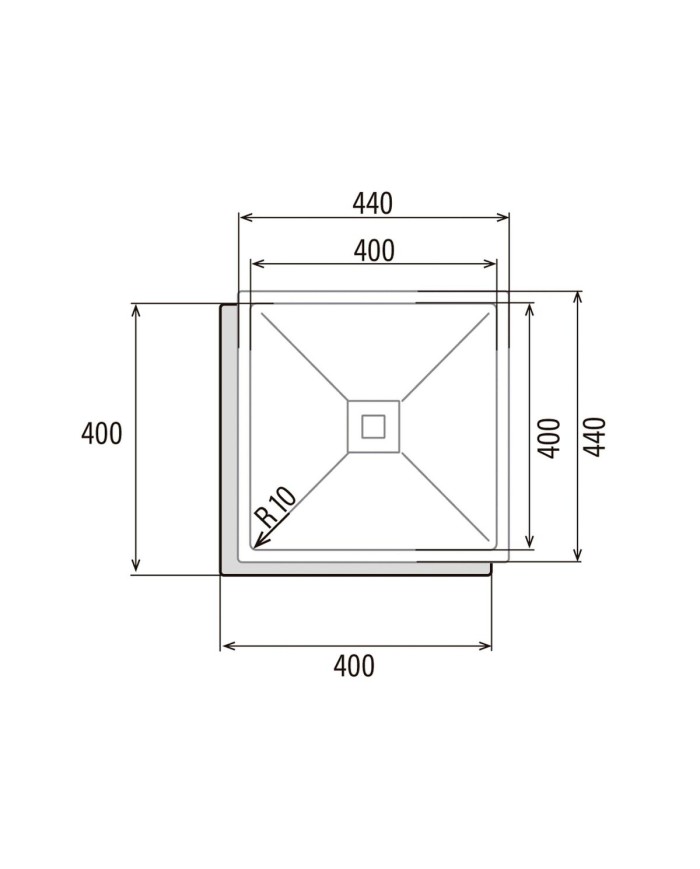 Lavello a Una Vasca Cata CB4040R10 Acciaio