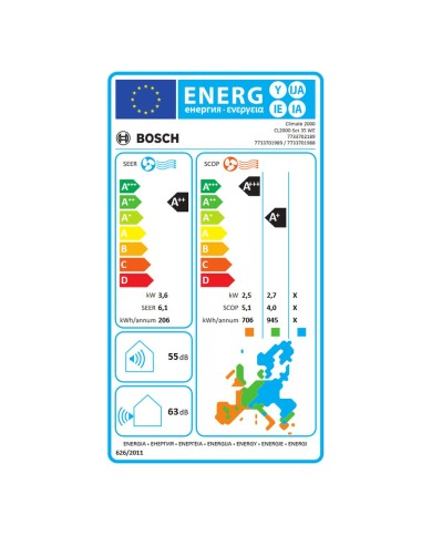 Condizionatore BOSCH Bianco A+ A++ A+/A++ 3770 w Condizionatore BOSCH Bianco A+ A++ A+/A++ 3770 w