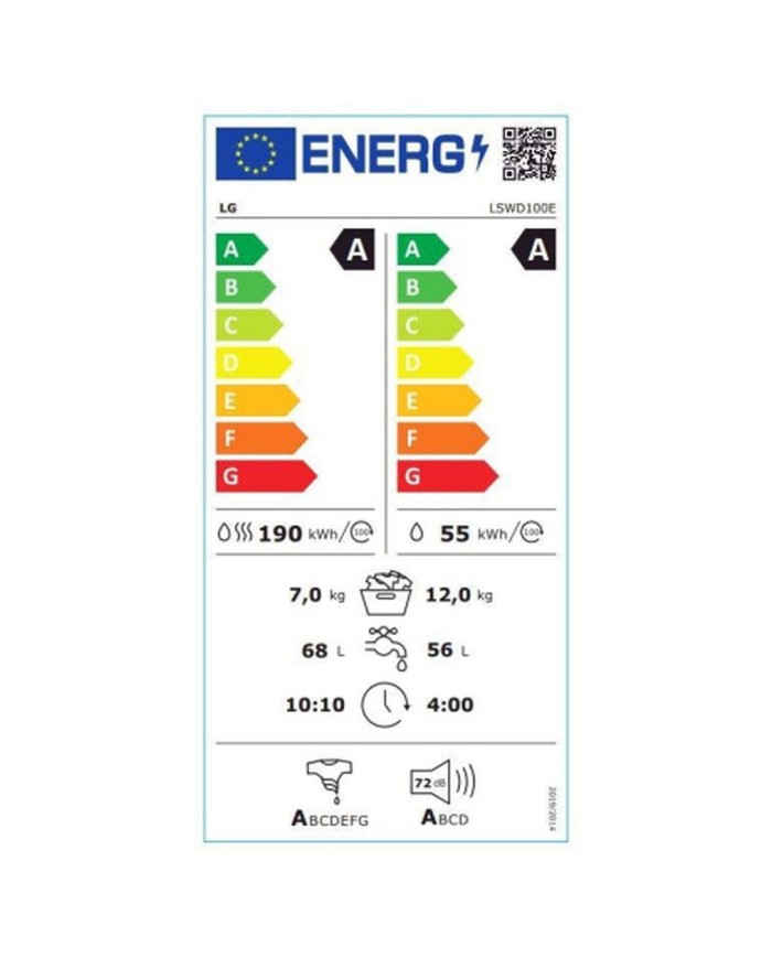 Lavatrice - Asciugatrice LG LSWD100E 1600 rpm 12kg / 7kg Lavatrice - Asciugatrice LG LSWD100E 1600 rpm 12kg / 7kg
