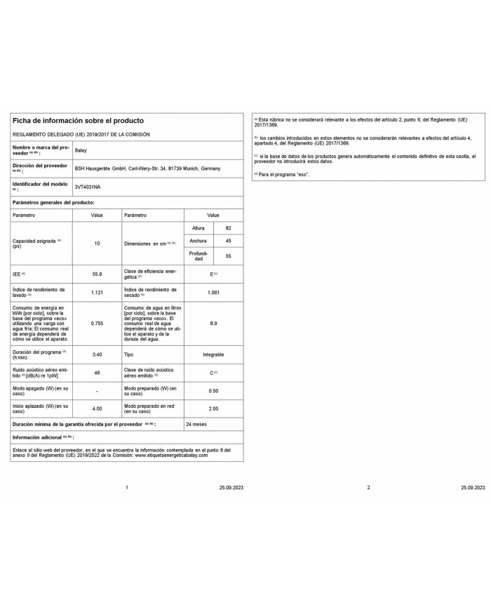 Lavastoviglie Balay 3VT4031NA 45 cm Integrabile/Da incasso