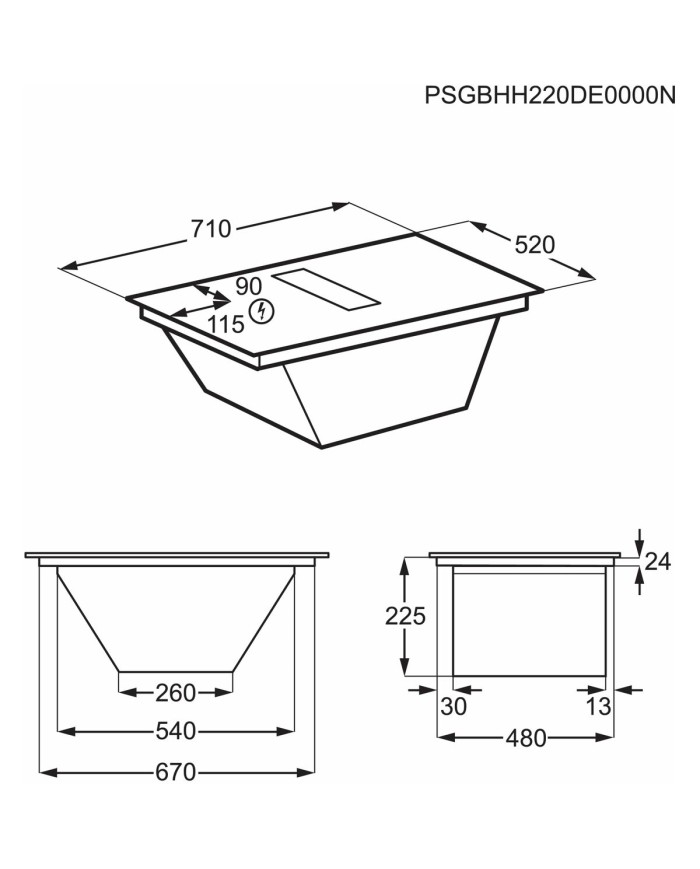 Piano Cottura ad Induzione Electrolux TCH74B01FB 71 cm 3200 W 7350 W Piano Cottura ad Induzione Electrolux TCH74B01FB 71 cm 3200 W 7350 W