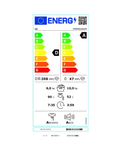 Lavatrice - Asciugatrice LG F4DR6010AGM 10kg / 6kg Nero Lavatrice - Asciugatrice LG F4DR6010AGM 10kg / 6kg Nero