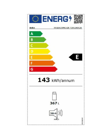 Frigorifero BEKO RSSE415M41GN Grigio Frigorifero BEKO RSSE415M41GN Grigio