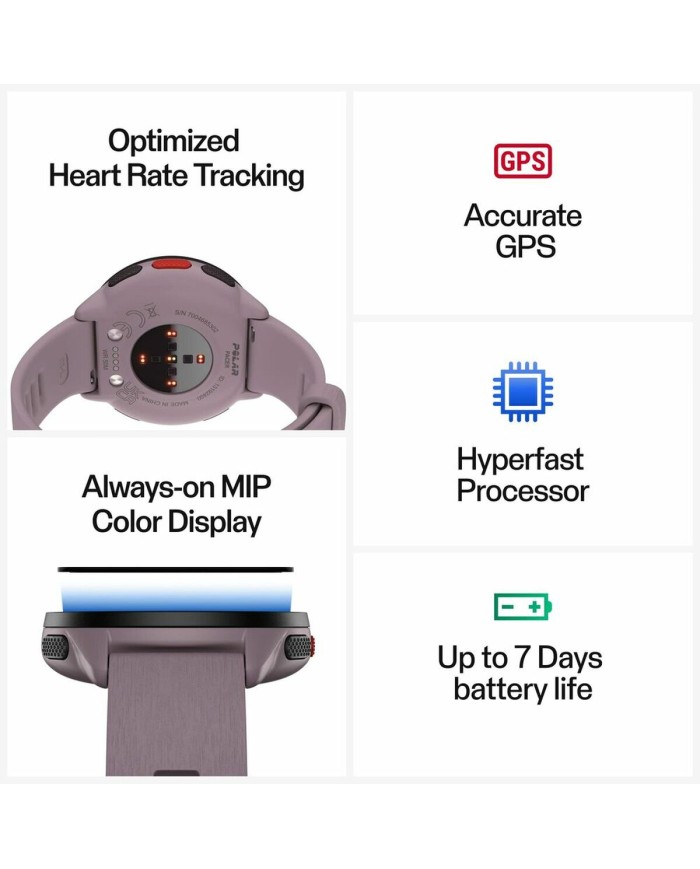 Smartwatch con Podometro Running Polar Viola 1,2"