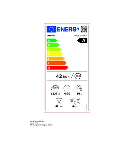 Lavatrice Samsung WW11DB7B94GBU3 60 cm 1400 rpm 11 Kg