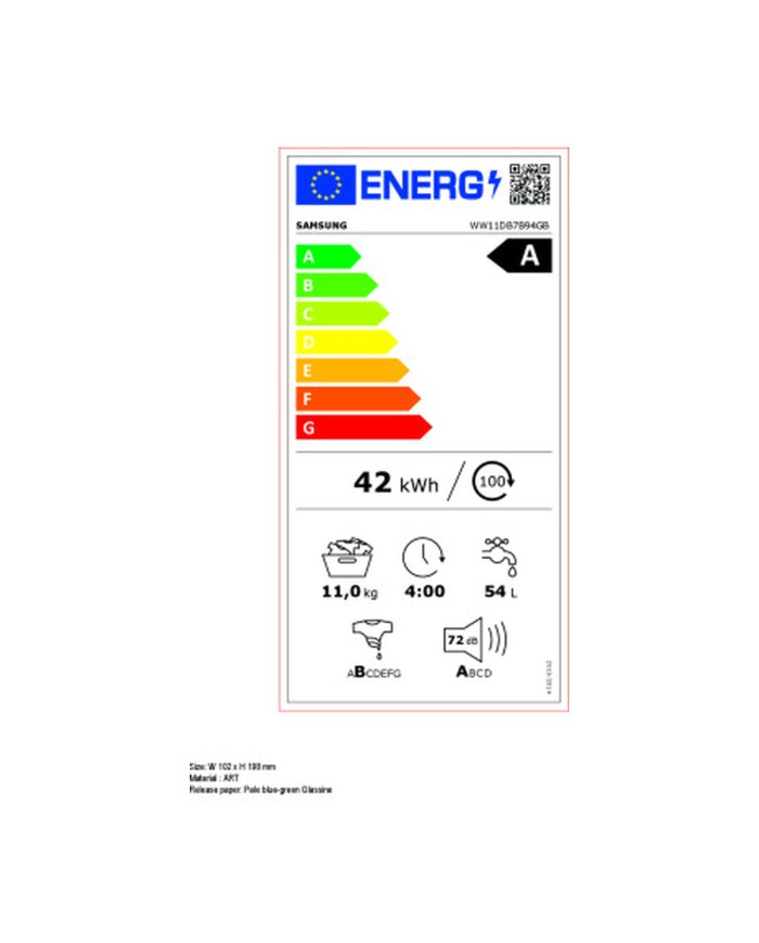Lavatrice Samsung WW11DB7B94GBU3 60 cm 1400 rpm 11 Kg