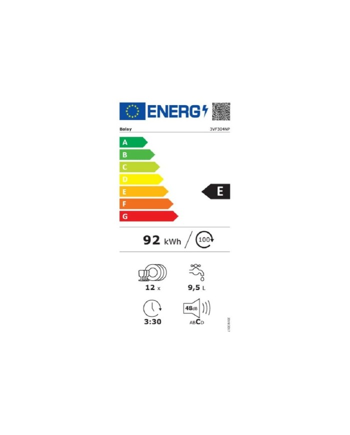 Lavastoviglie Balay 3VF304NP Integrabile/Da incasso Bianco