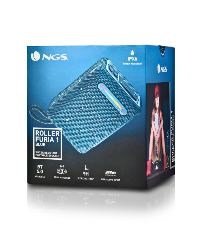 Altoparlante Bluetooth Portatile NGS Roller Furia 1 Blue Azzurro 15 W Altoparlante Bluetooth Portatile NGS Roller Furia 1 Blue Azzurro 15 W